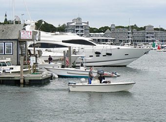 Yachts in the Edgartown Mass harbor.