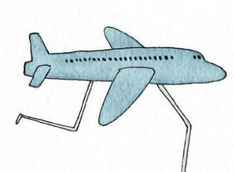 Airplane running. Drawing by Marc Johns.