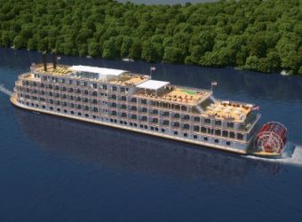 The newest paddlewheeler river cruise ship, The America,  from American Cruise Lines.