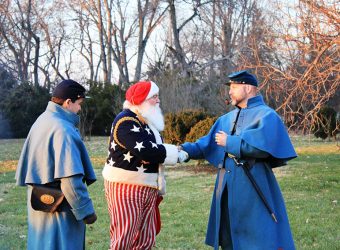 Santa Greets Soldiers At Chatham Manor.