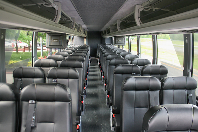 The interior of a Bolt Bus.